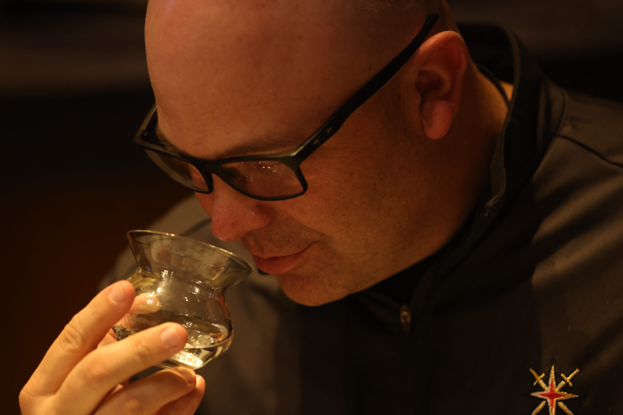 Judge tasting an entrant in the Masked Double-Blind tasting portion of the Proof Awards competition.
